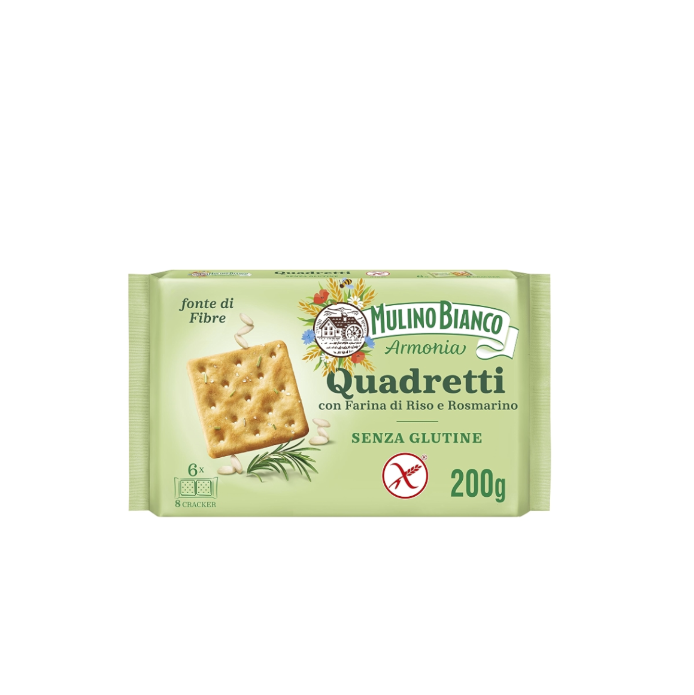 Mulino Bianco Quadretti con Farina di Riso e Rosmarino 200 g