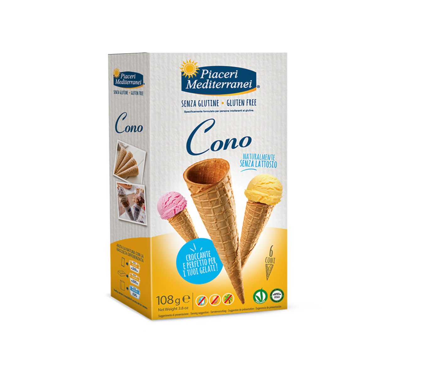 Piaceri Mediterranei Coni Gelato Senza Glutine 108g